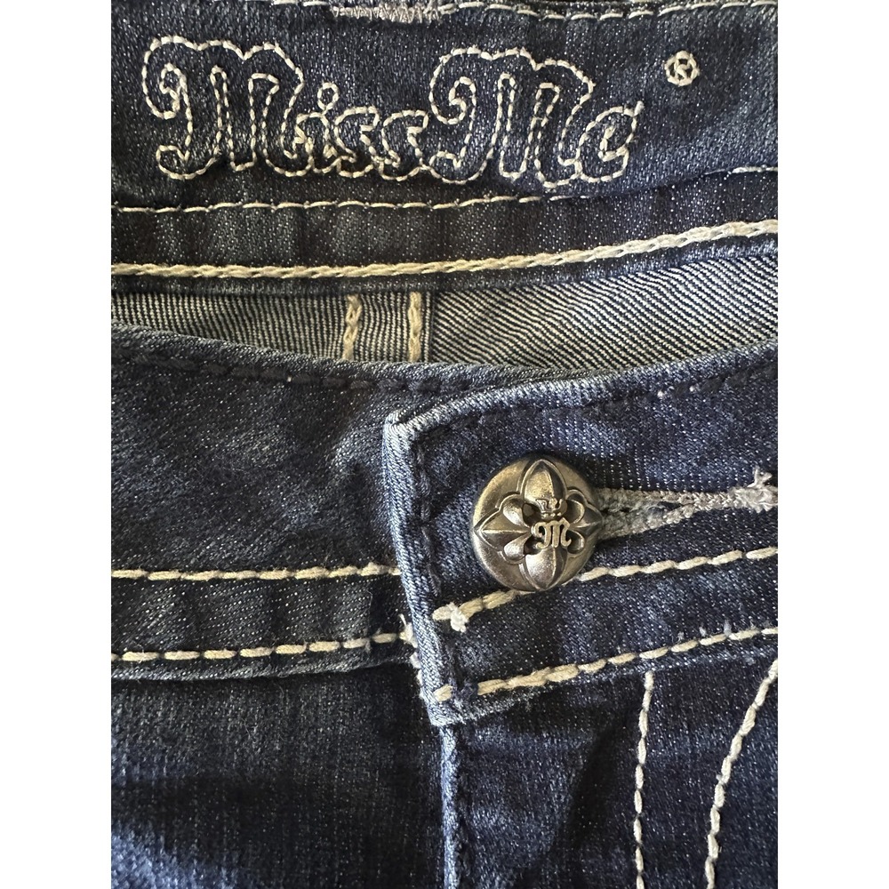 Miss Me Jeans Womens 28 Bootcut Low Rise Bling Rhinestone Embroidered Denim - Picture 13 of 15